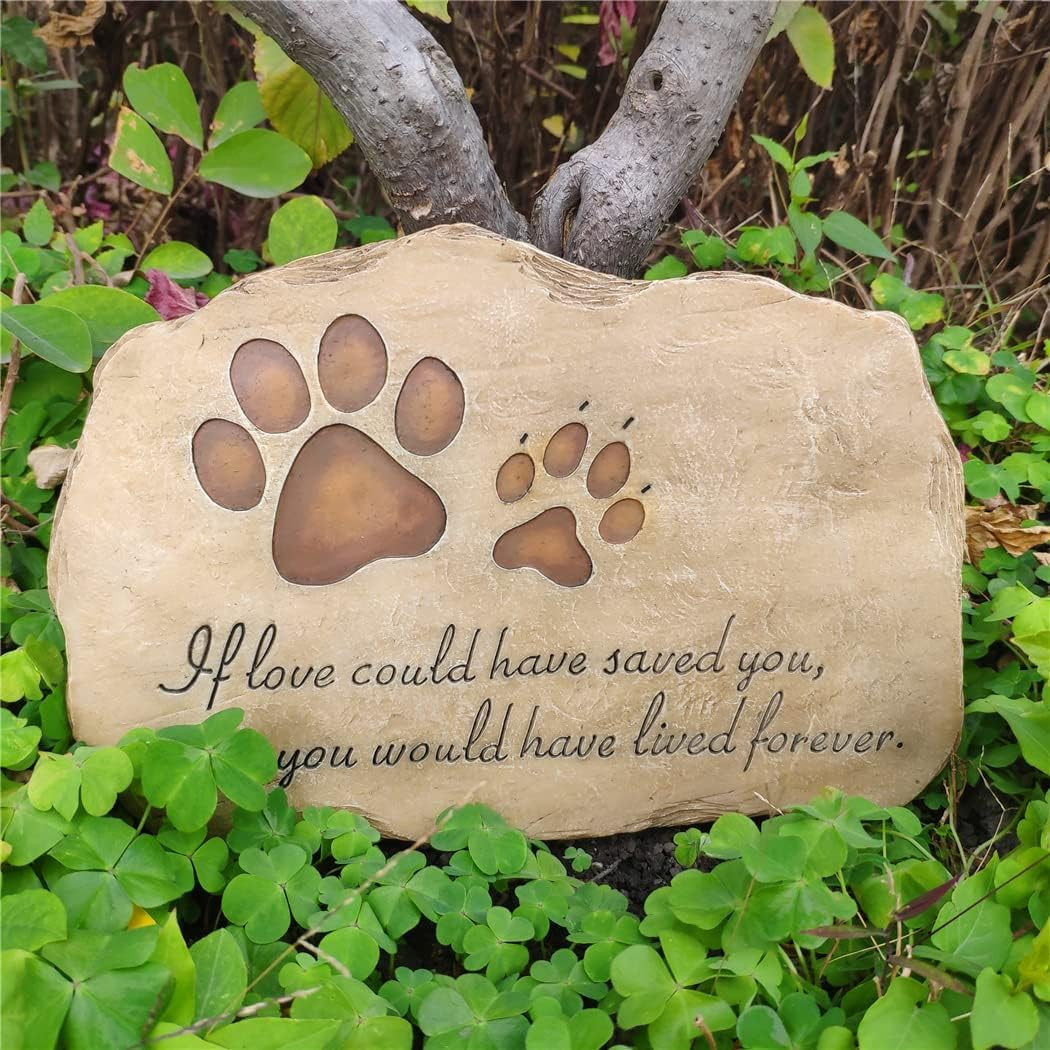 KEXMY Pet Memorial Stone Grave Marker for Dog or Cat, Pet Dog Garden Stone fo…