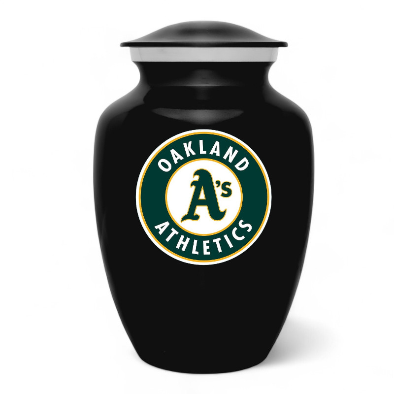 Oakland Athletics Baseball Style Cremation Urn Adult Ashes Black Metal 8 In Urns