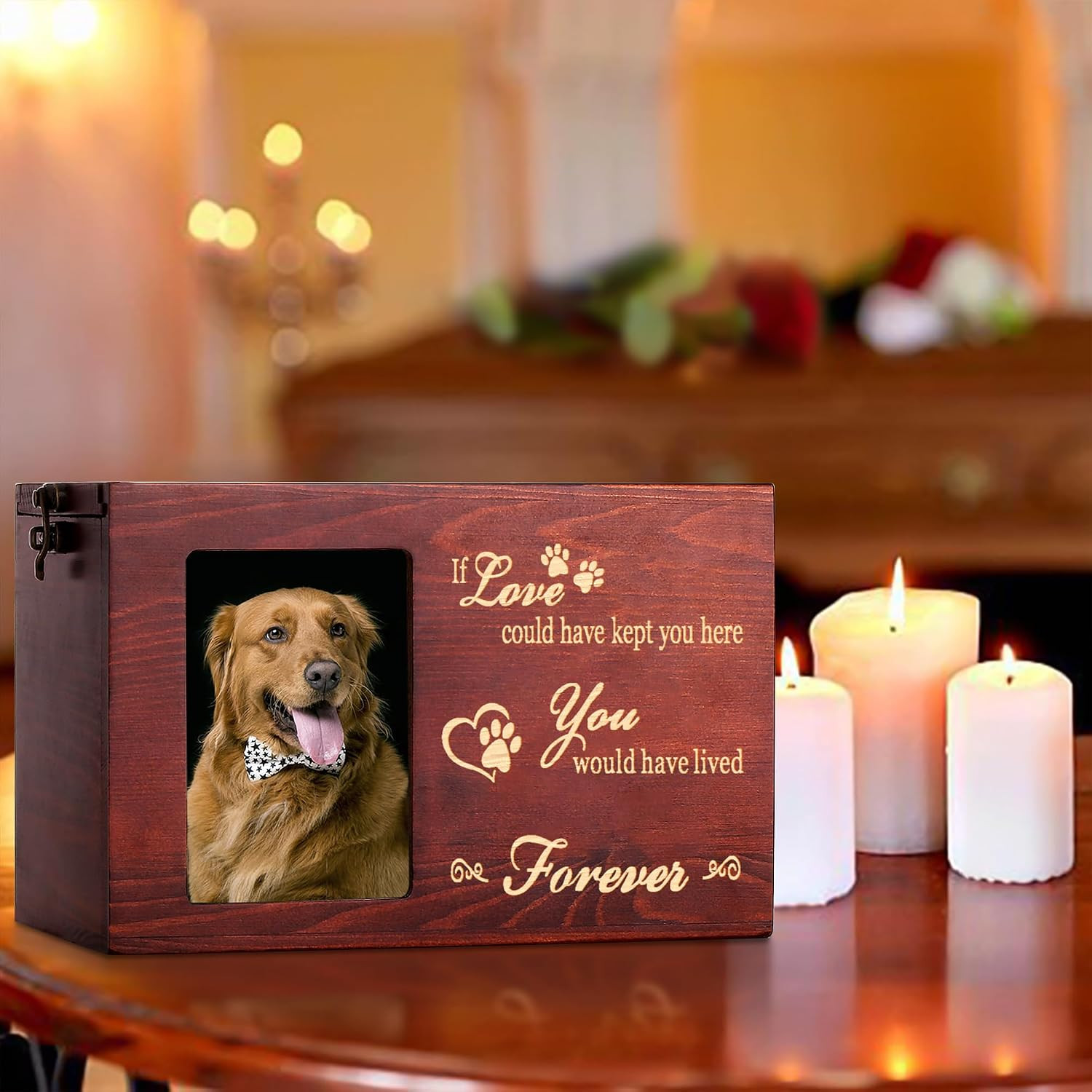 Pet Memorial Urns for Dog or Cat Ashes, Large Wooden Funeral Cremation Urns