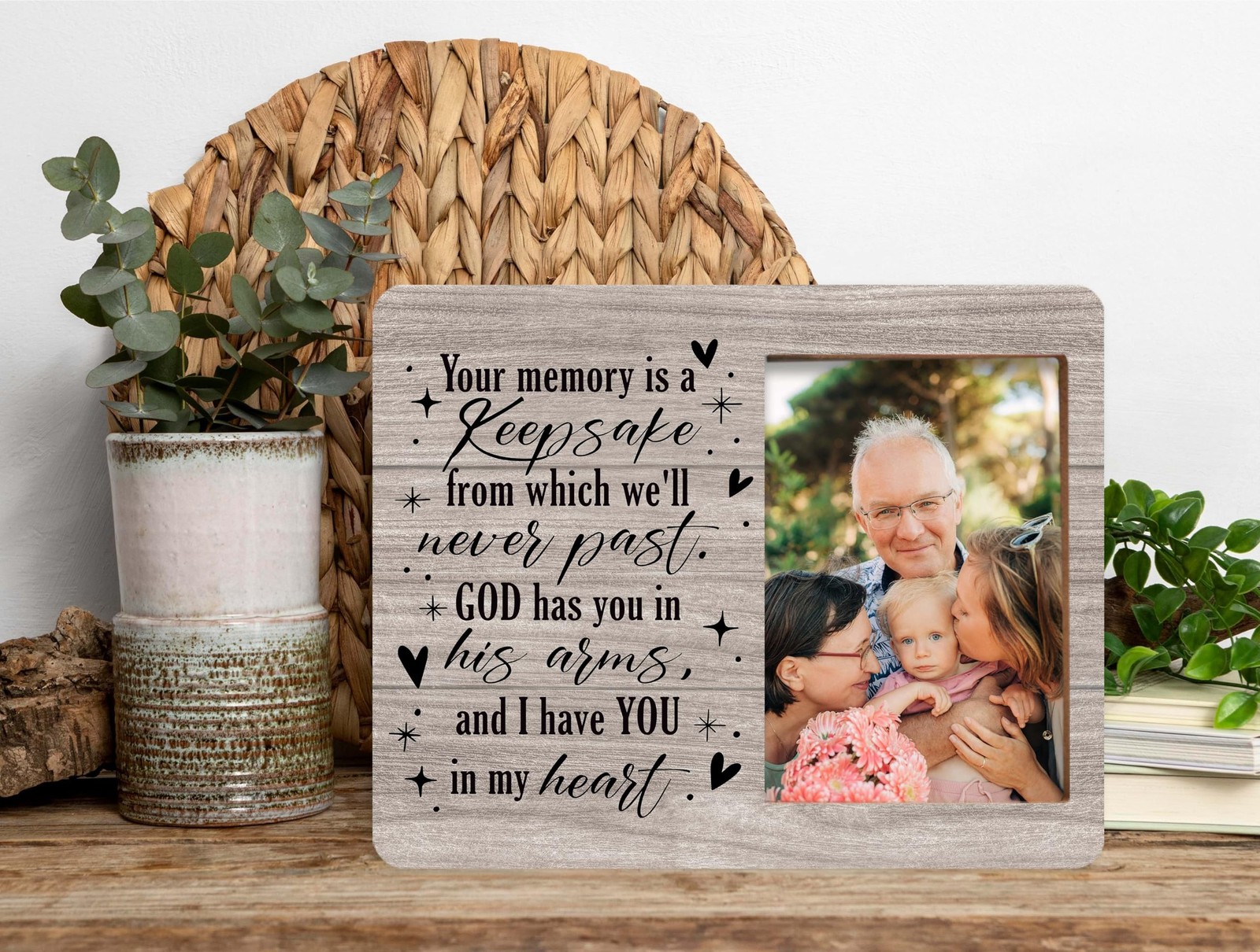 Memorial Picture Frame – In Loving Memory Wooden Photo Frame, Sympathy & Bere…