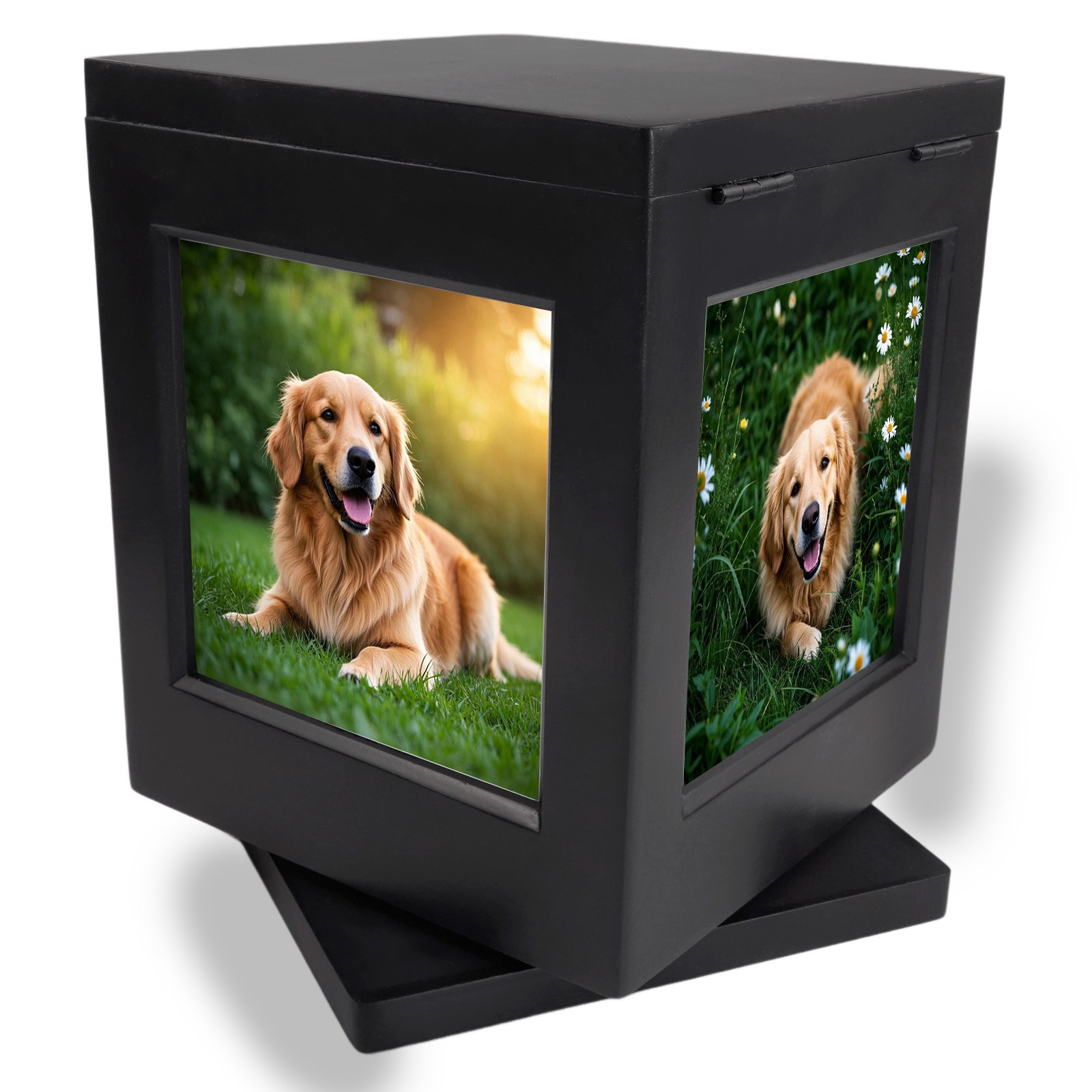 5.7*5.7in 360° Solid Wood Picture Frame Urn With Claw Print Kit For Dogs&Cats
