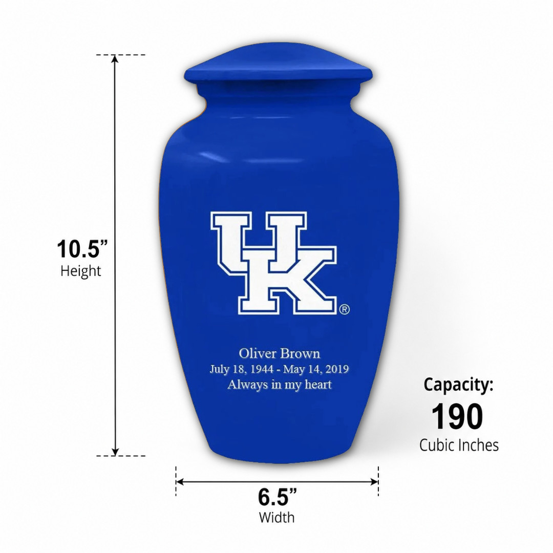 Personalized Kentucky Wildcats University Cremation Blue Urn for Human Ashes