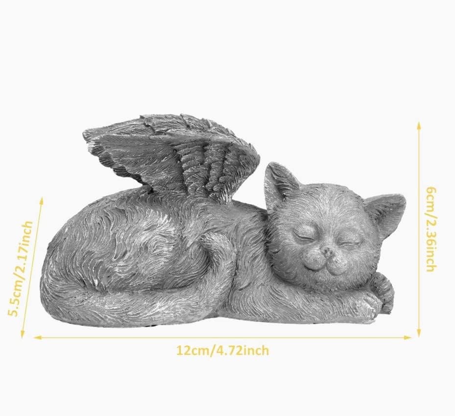 EatingBiting 4.7″ X2.5″ CAT Angel Pet Memorial Grave 12×6.0x5.5cm, Gray