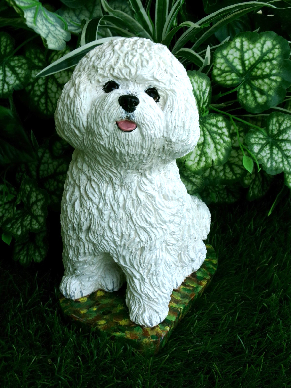 Bichon Frise Concrete 9.5″ Pet Loss Memorial Stone Garden Decor Dog Mom Gift