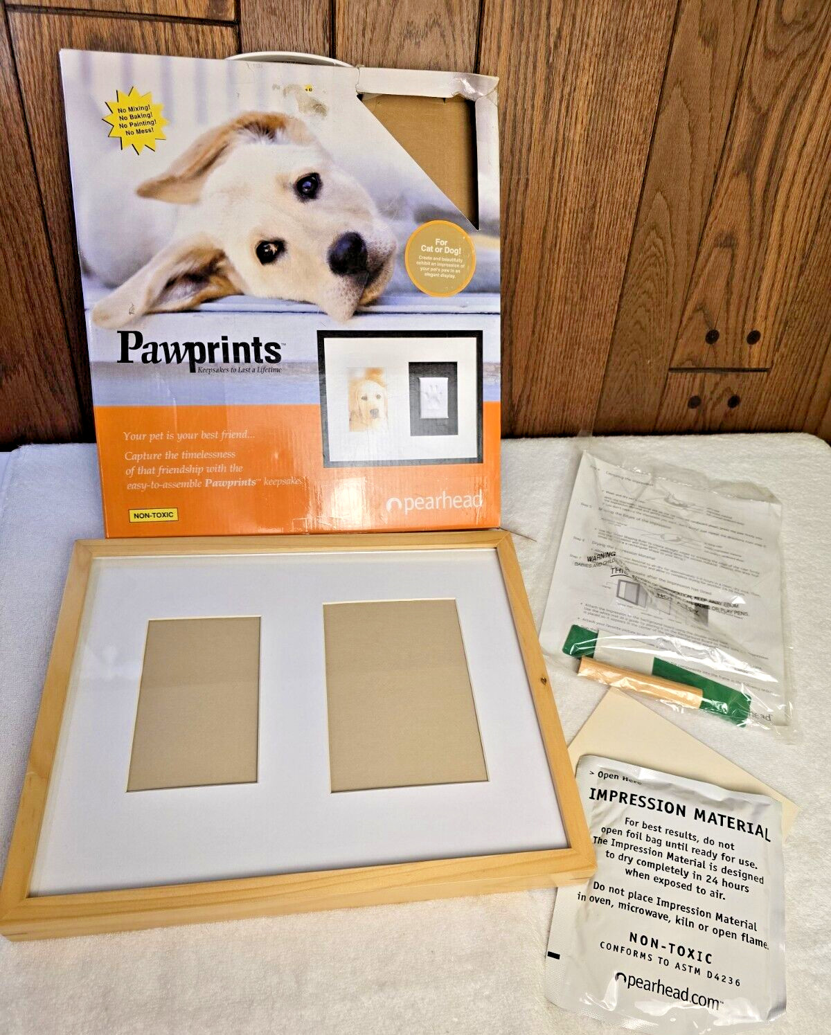 Dog Cat DIY Paw Print Impression Kit Natural Quality Frame 11 x 14 Pet Picture
