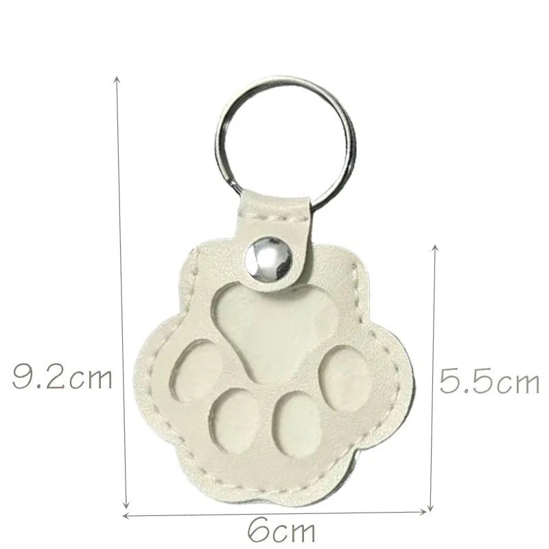 Pets Hair Memorial Keepsake Keychain PU Leather Dog Cat Storage Pouch Bag Charm