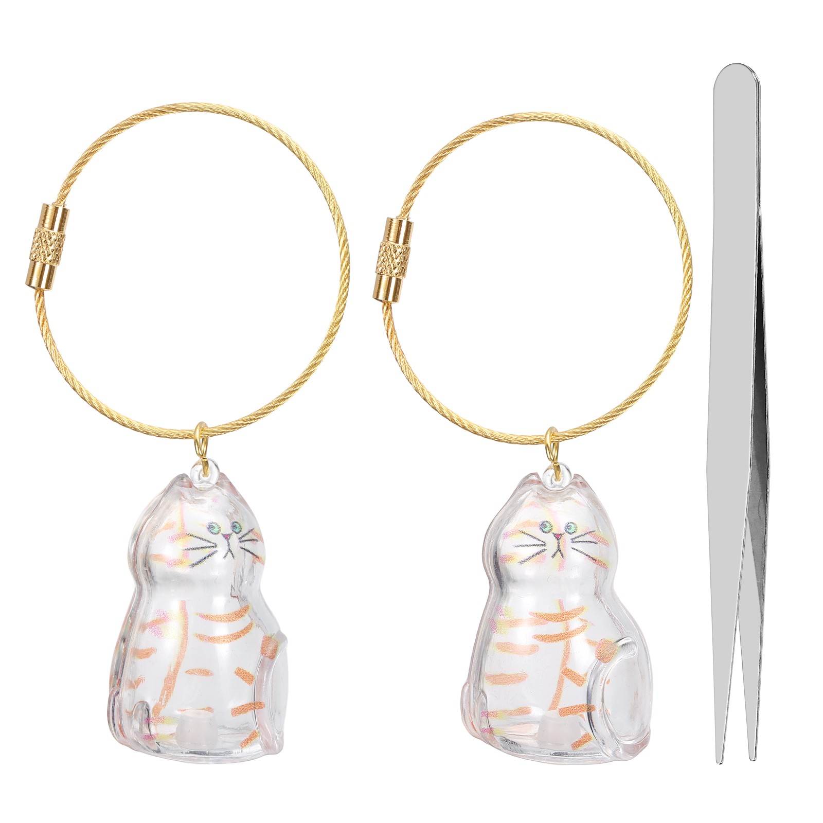 2Pcs Cat Hair Collector Keychain with Tweezers Style 10