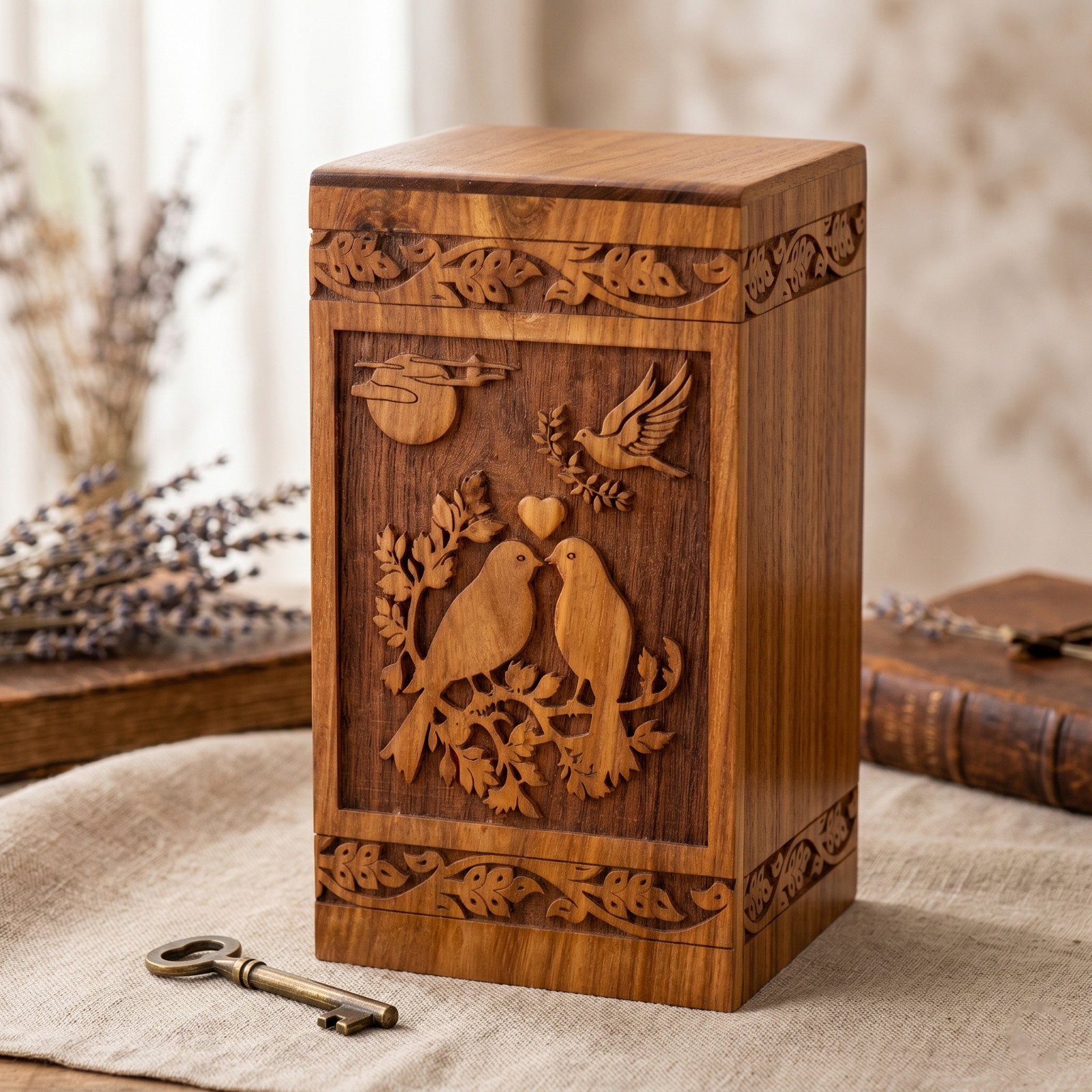 Tree of Life Wooden Urn Rosewood Handmade Cremation Ashes Human Pet