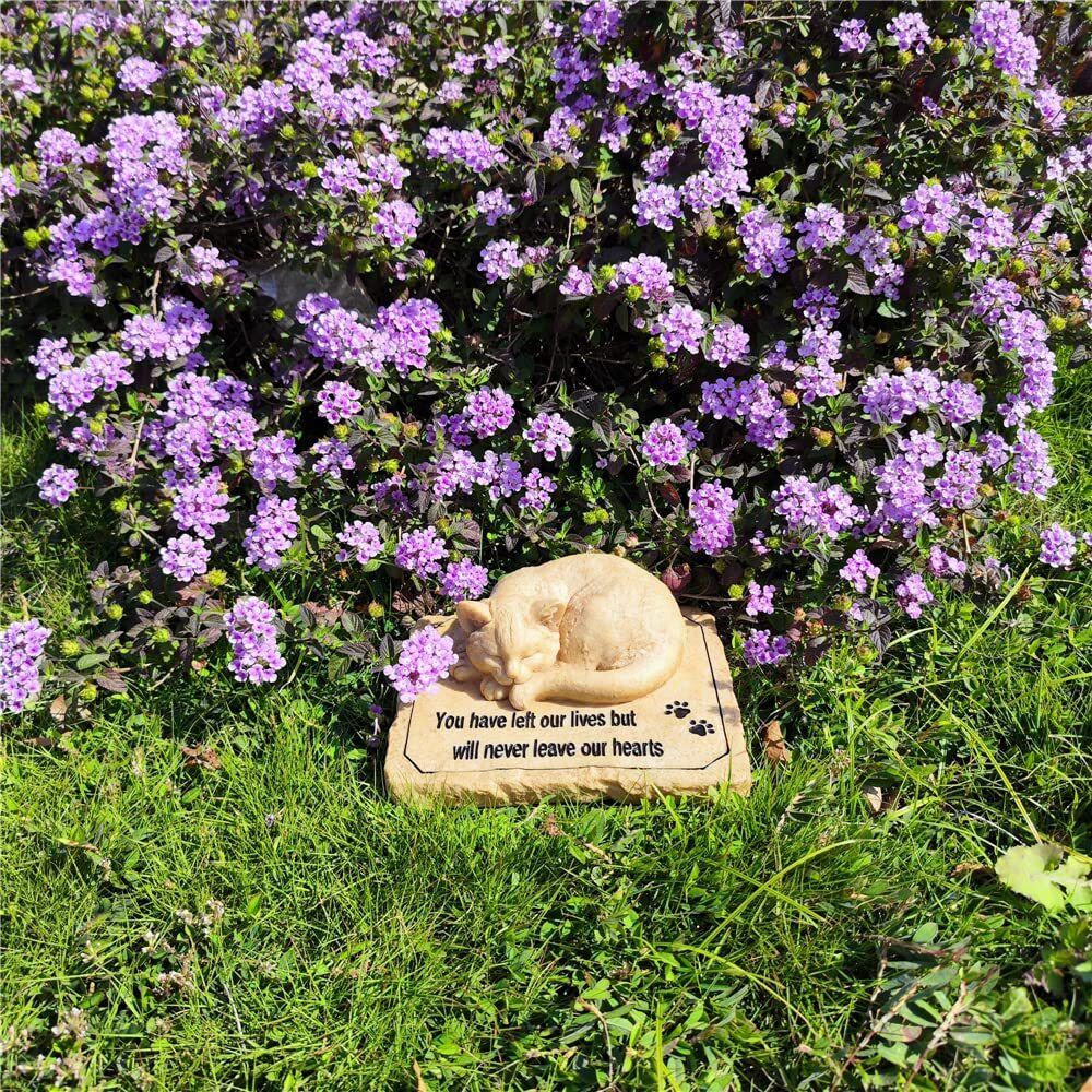 Cat Memorial Stones Grave Markers with A Sleeping Cat Statue on The Top – Cat…
