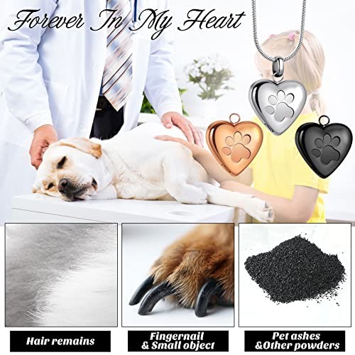 3 Pcs Pet Ashes Necklace Pet Urns for Dogs Ashes Cremation Jewelry Paw Print
