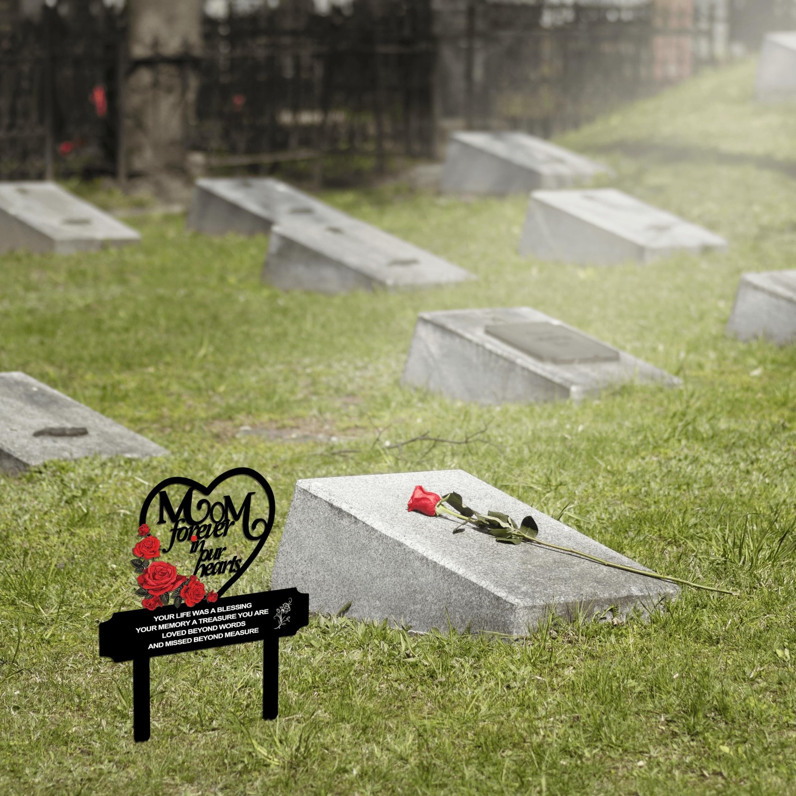 Memorial Stakes Cemetery Decorations for Mom Grave Decorations for Cemetery W…