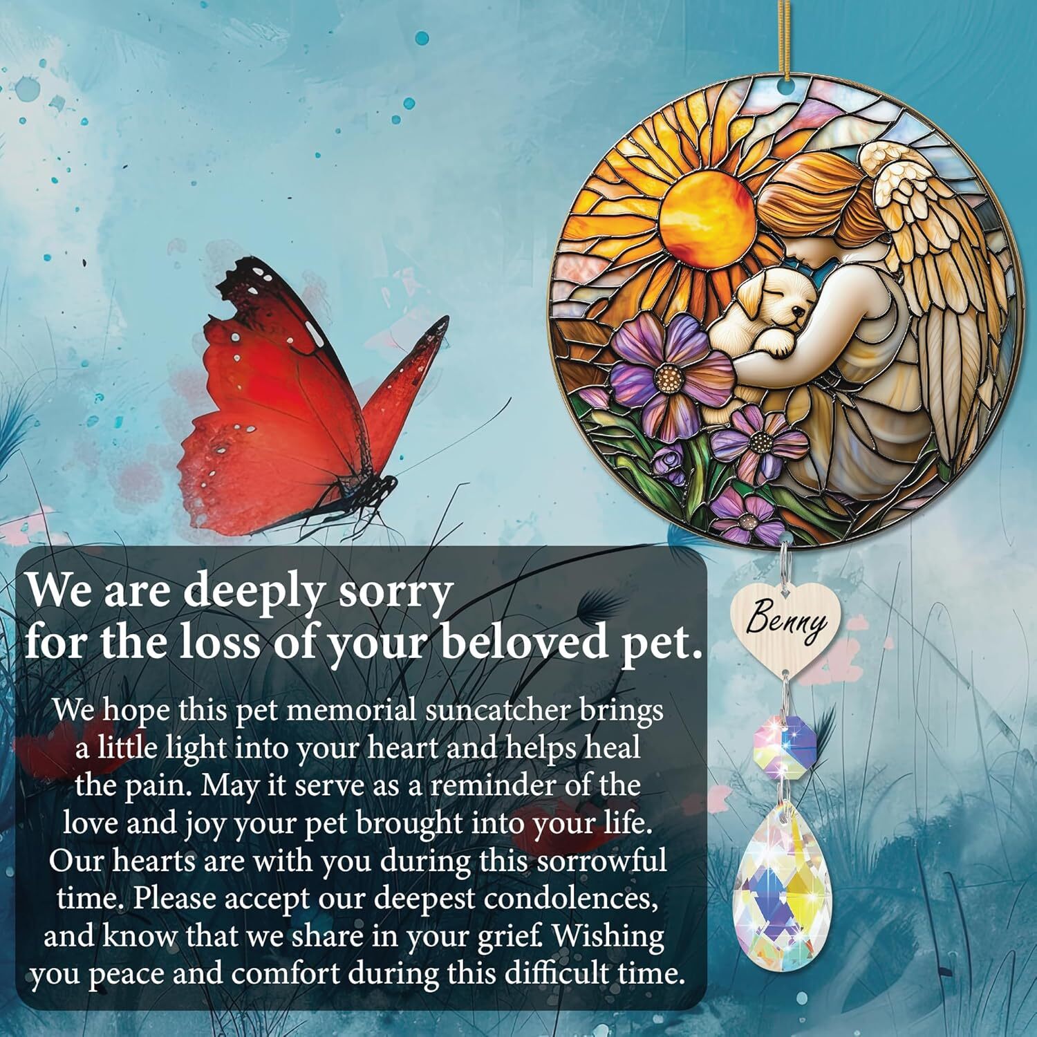 Loss of Dog Sympathy Gift – Personalized Dog Memorial Suncatcher, Pet Loss Cryst