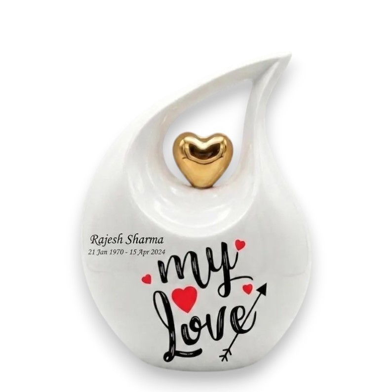 Personalized “My Love” Teardrop Aluminum Cremation Urns Adult Ashes Men Women