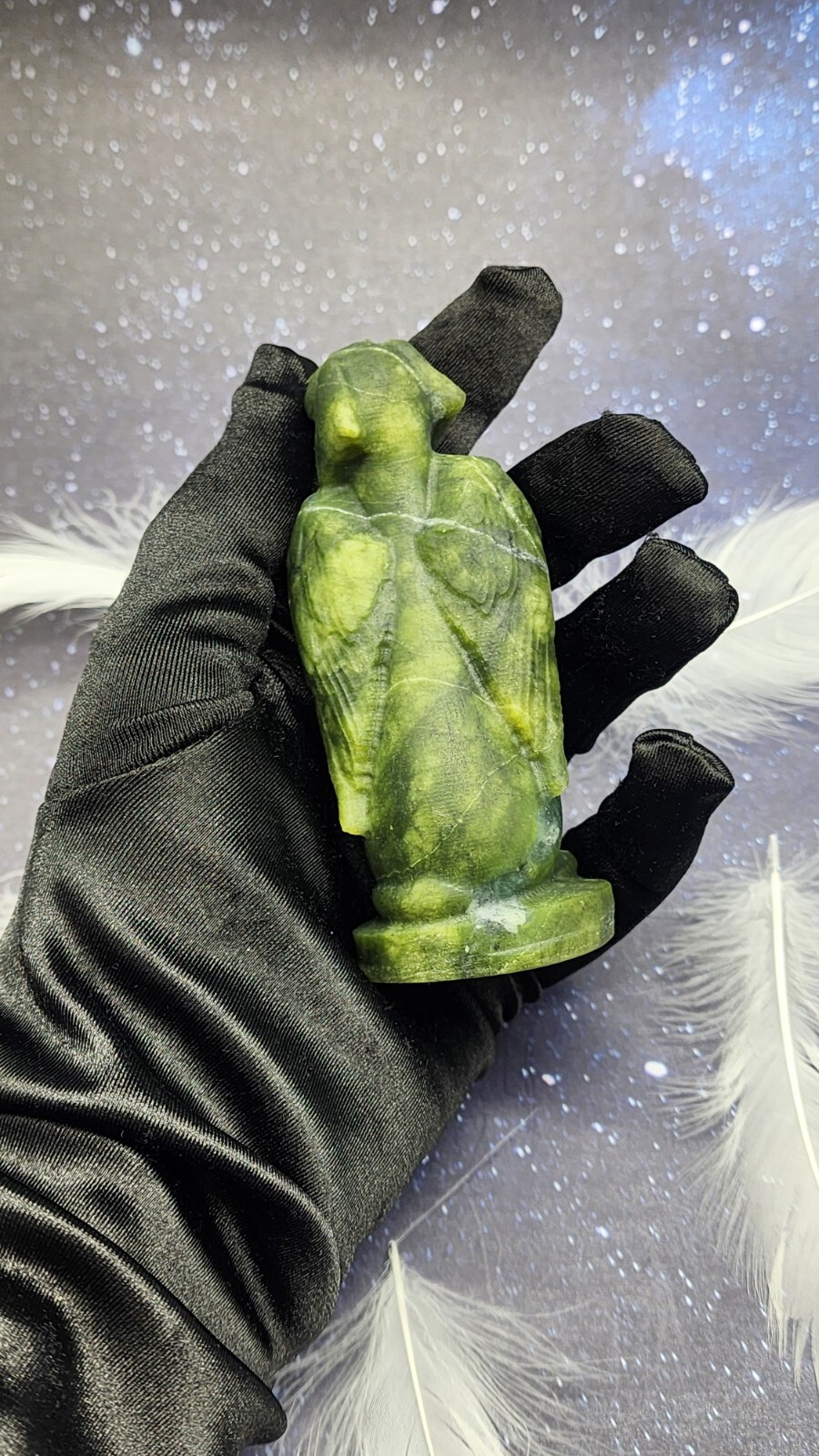 Xiuyan Jade Winged Angel Dog Pet Memorial, Pet Loss Gift, Gemstone Carving