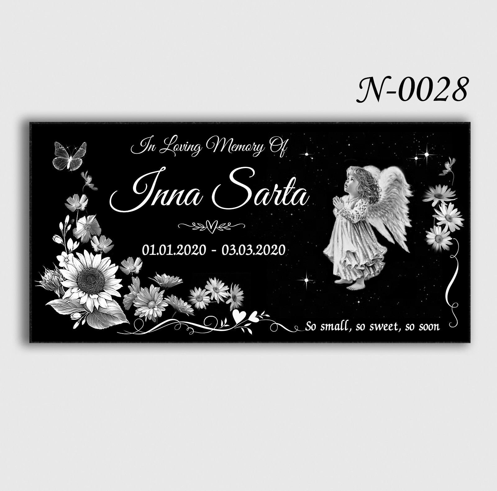 16″х8″х3″ inch Large Pet Headstone  Diamond Engraved on the Grave Marker Granite