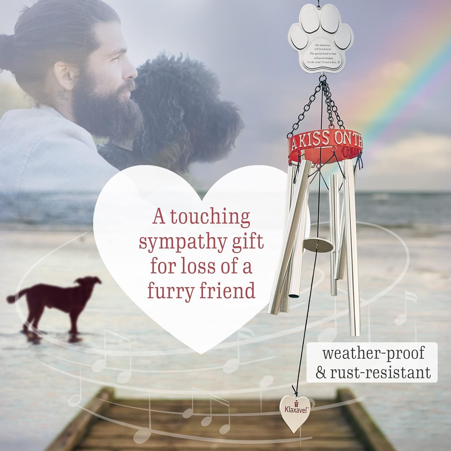 Pet Memorial Wind Chimes – 19″ Rainbow Bridge Pet Memorial Gifts, Thoughtful …