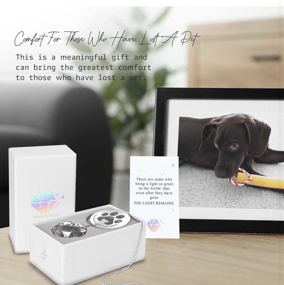 Dog Memorial Gifts, Unique Loss of Pet Sympathy Idea, Clear Crystal Ball Rainbow