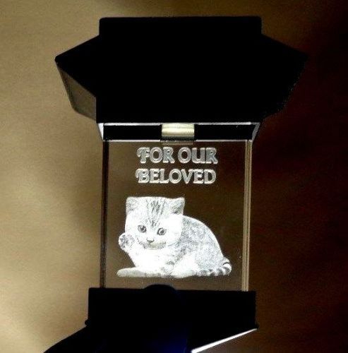 SOLAR LED PET MEMORIAL 3D CRYSTAL LIGHT – CAT