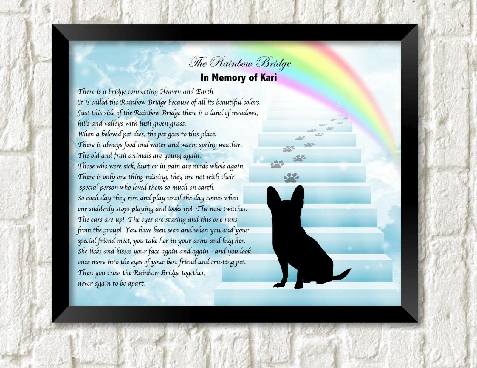 DOG BREED Memorial Poem RAINBOW BRIDGE UNFRAMED Stairway to Heaven Art Print