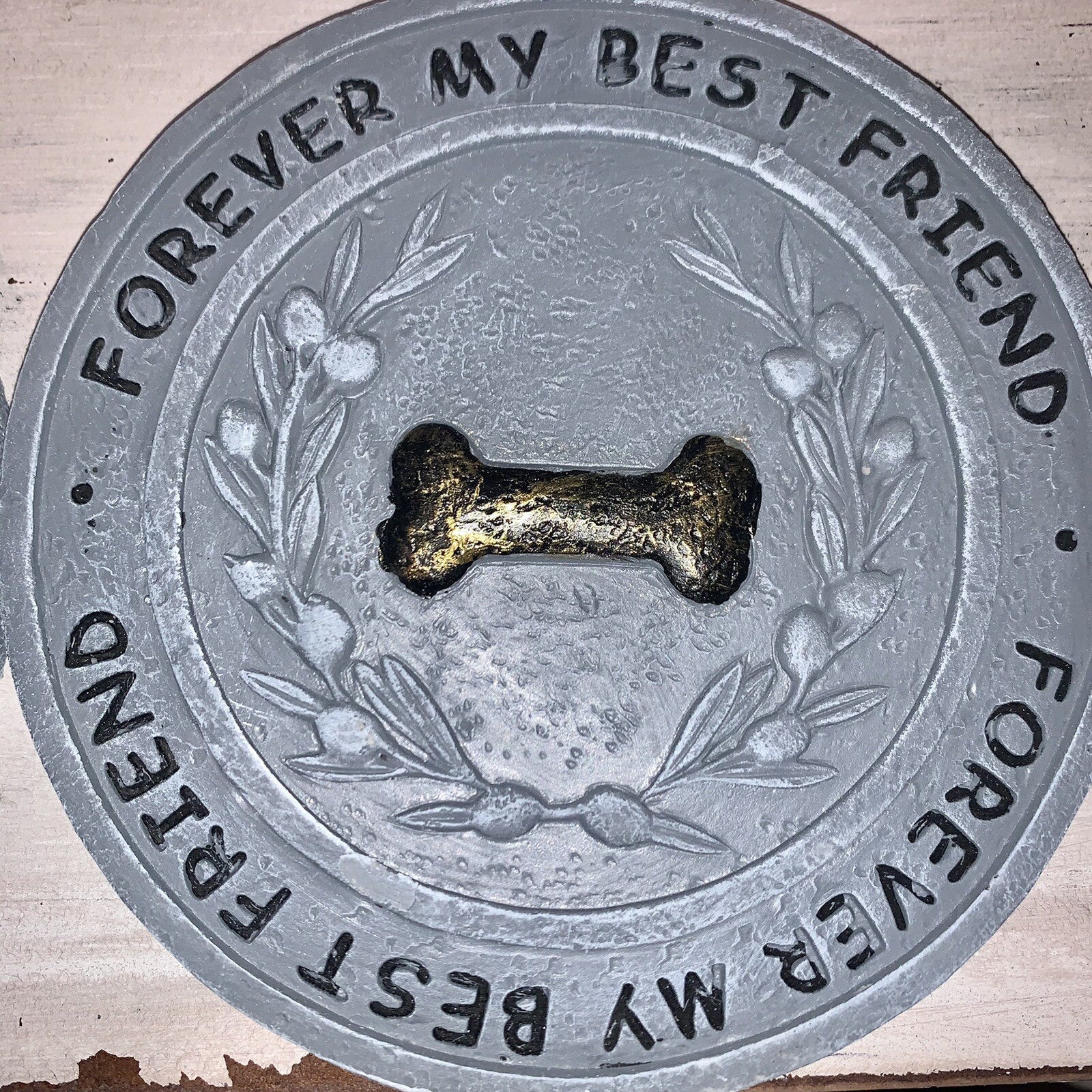 FOREVER MY BEST FRIEND or Rainbow bridge Dog Pet Memorial Stone 5″ x 5” Round