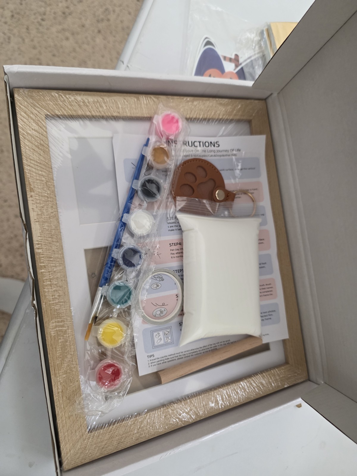 Dog Paw Print Impression Kit Memorial Plaque/Marker Photo Frame