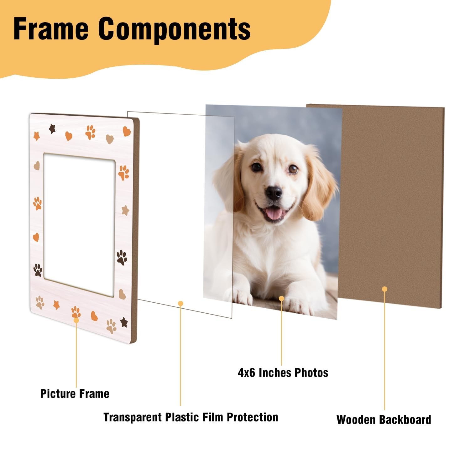 Pet Picture Frame Paw Print Photo Frame, Birthday Gifts Dog Lover Gifts for P…