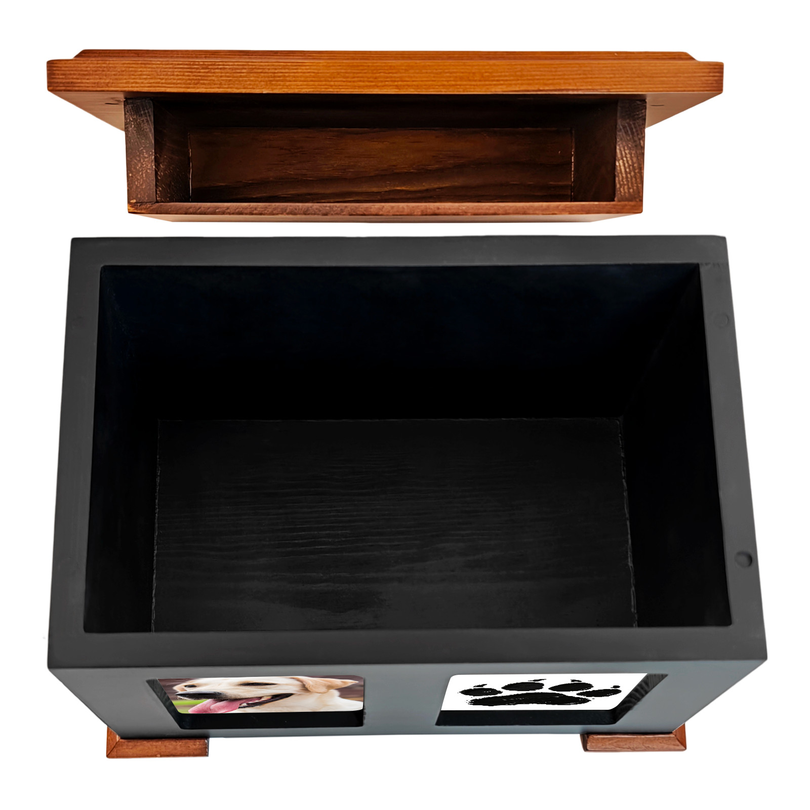 Pet Memorial Boxs Large Wooden with Paw Print Impression Kit & Album Photo Frame