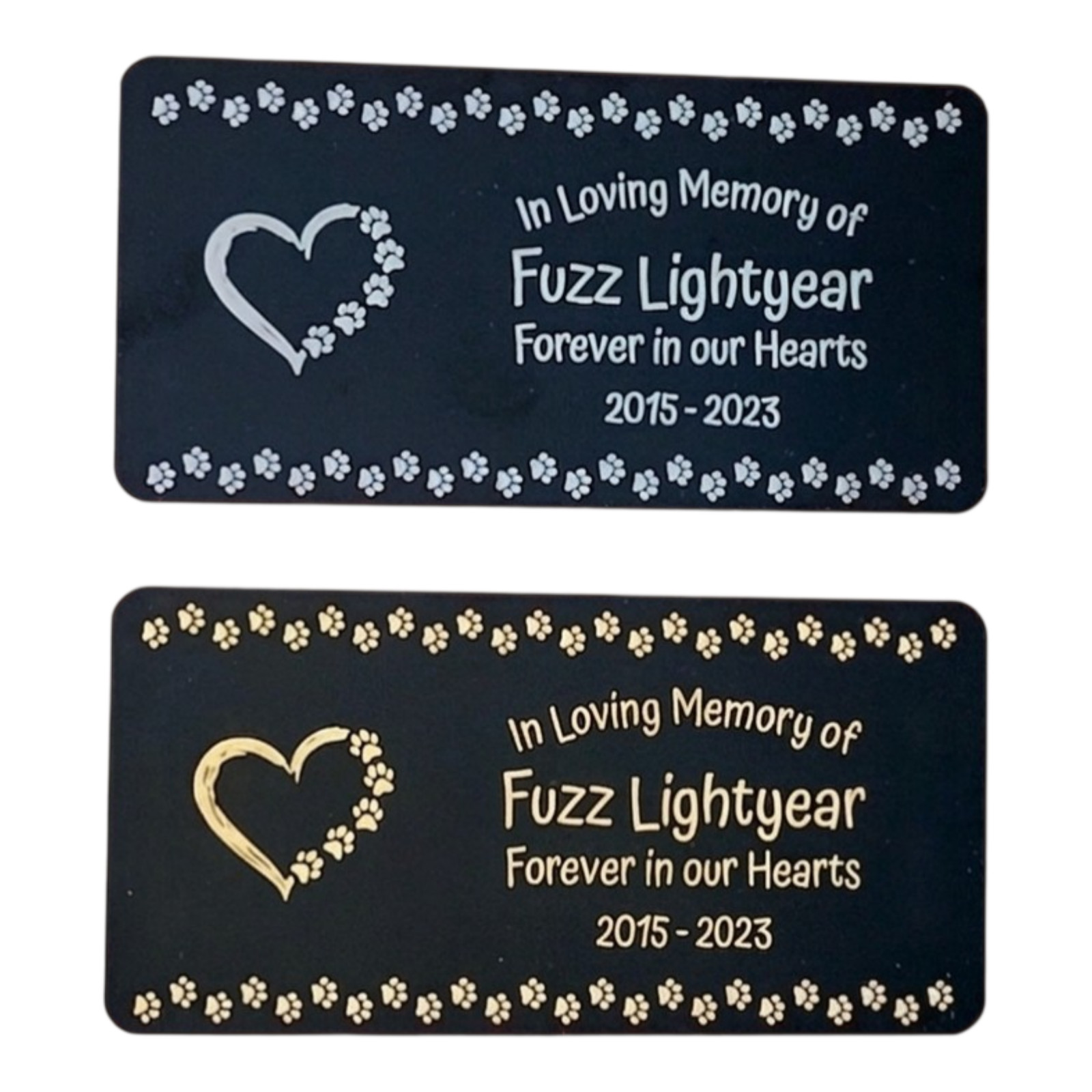 Pet Memorial Paw Print Plaque, 2″x4″ Aluminum, Cat Tribute, Rainbow Bridge