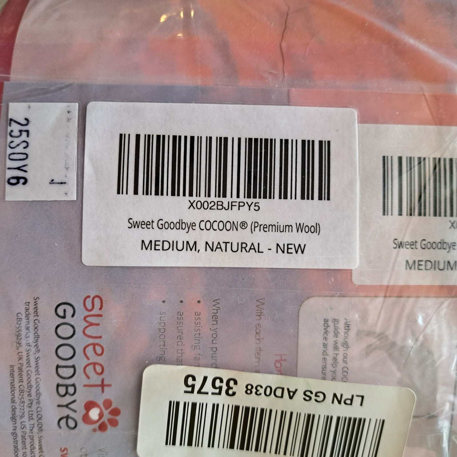 Sweet Goodbyes Eco-Friendly Cocoon Pet Burial Kit Size Medium Natural NEW