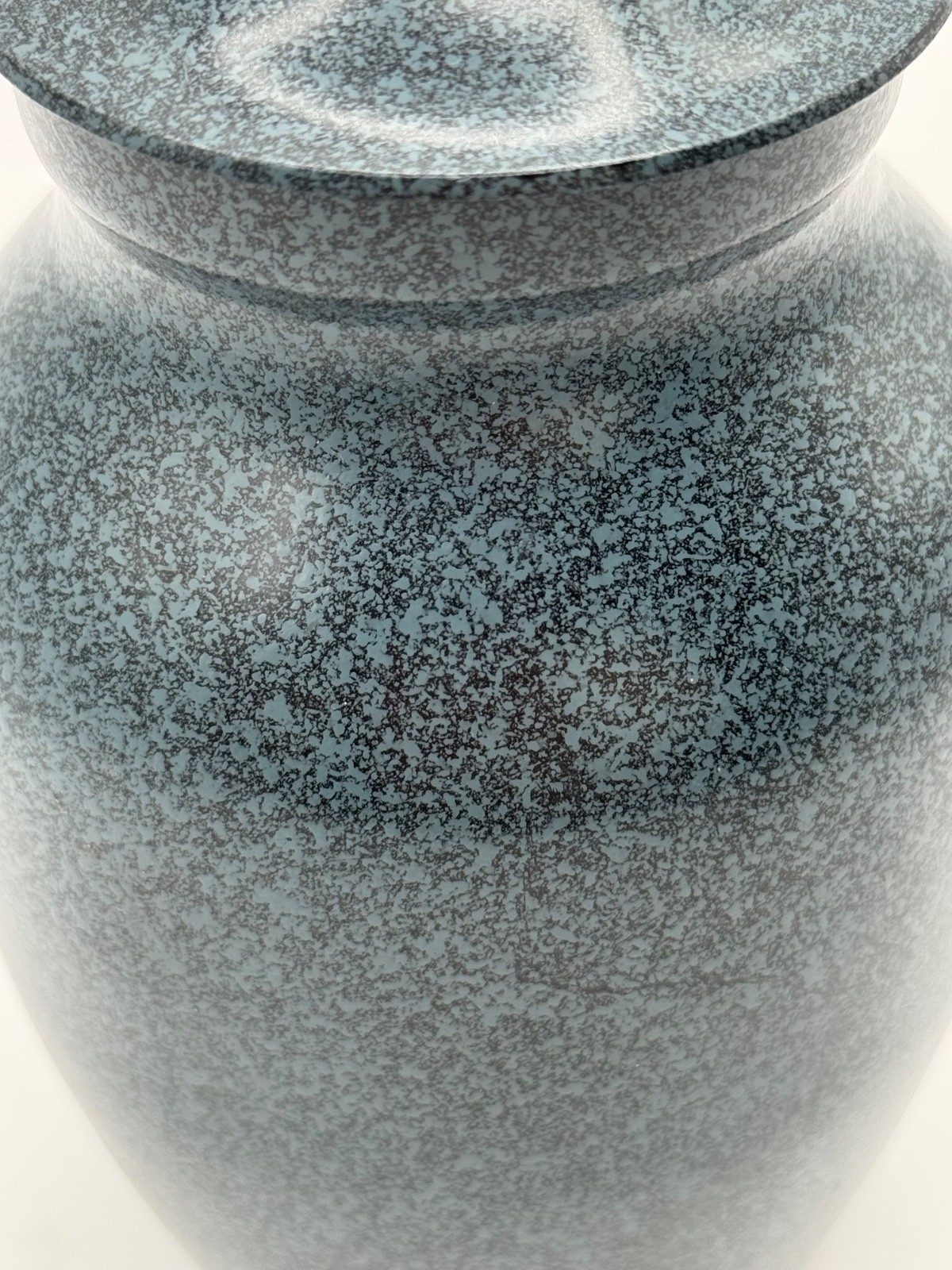 Brass Ashes Urn 6.5″ Speckled Blue Metal Screw on Lid Medium Size Great for Pets