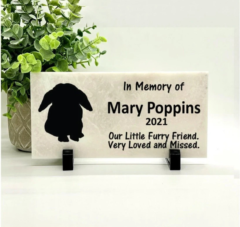 Lop Ear Rabbit Memorial – Personalized Pet Memorial Stone- Bunny sympathy Gift