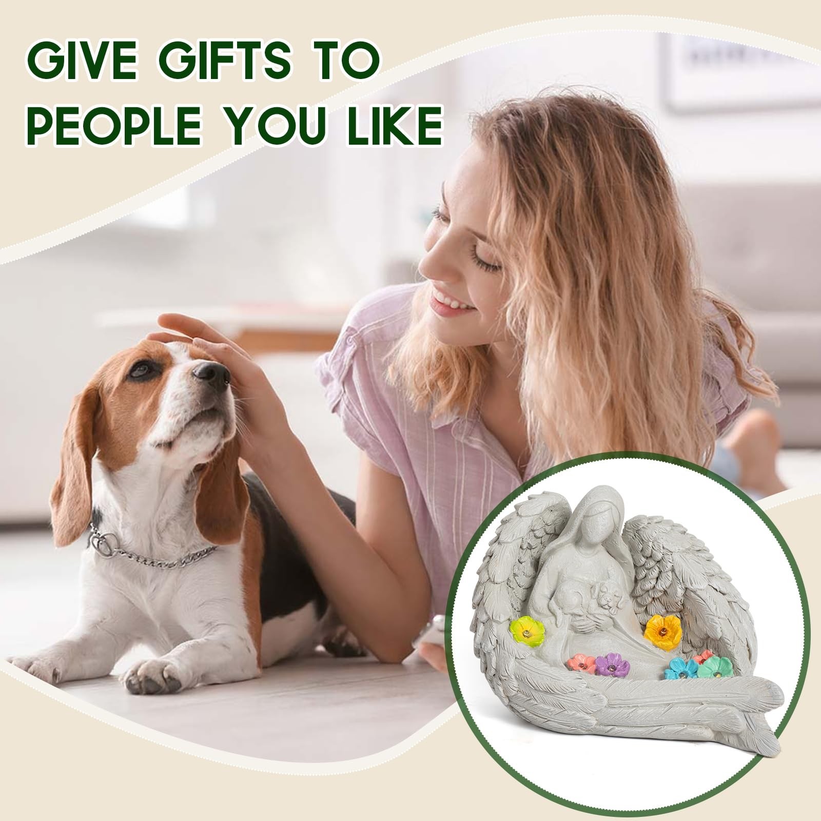 Solar Garden Decor – Memorial for Loss of Dog with Angel Statue, Solar Powere…