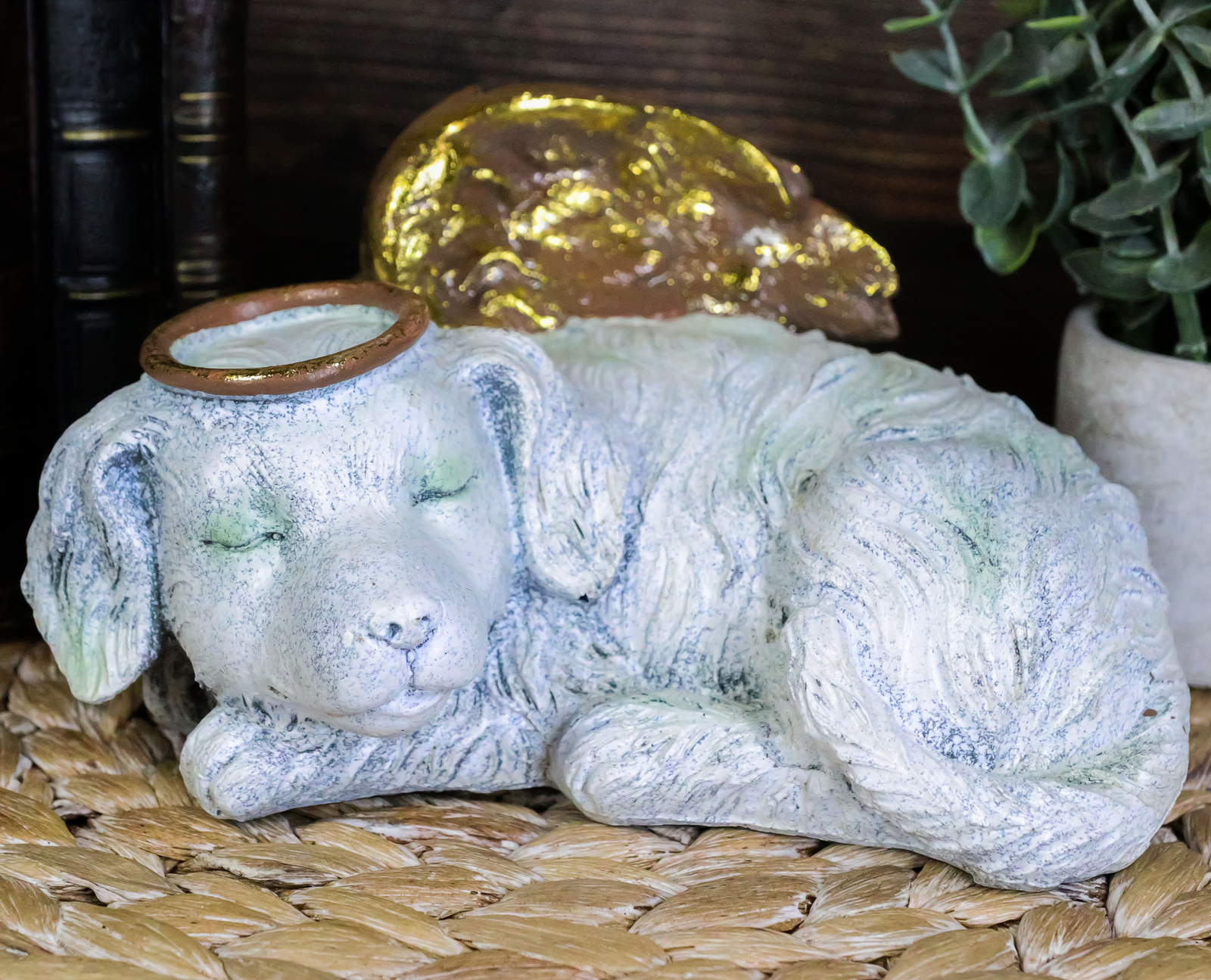 Heavenly Halo Angel Dog Urn Statue 8″L Pet Memorial All Dogs Go To Heaven