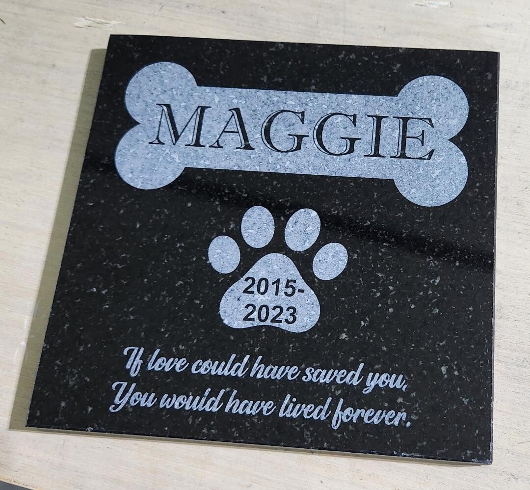 Pet Stone, Memorial, Grave Marker granite Plaque, Headstone Dog cat Memorial 6×6