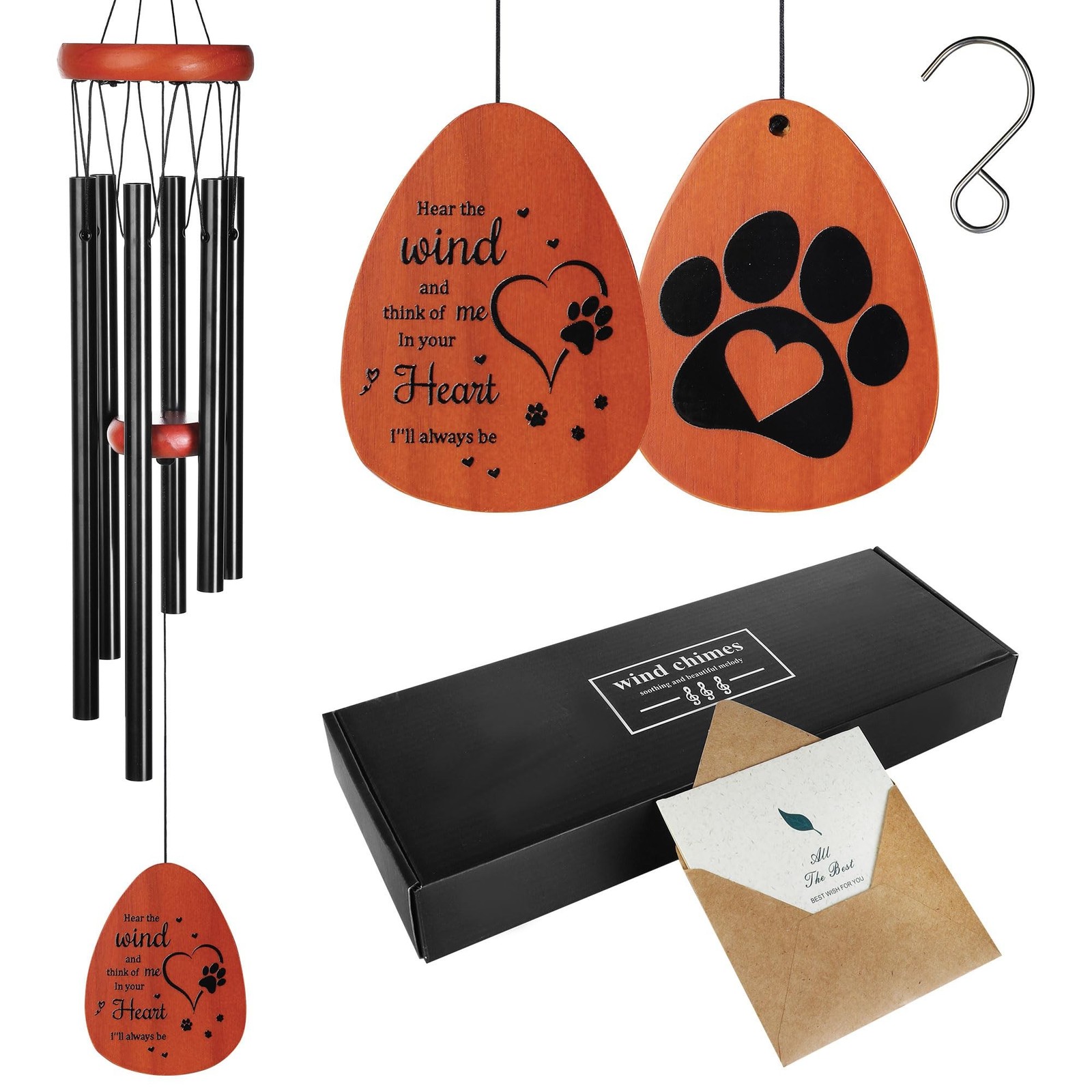 YU FENG 26” Metal Dog Memorial Wind Chimes for Outside Loss of Dog Loved Pet…
