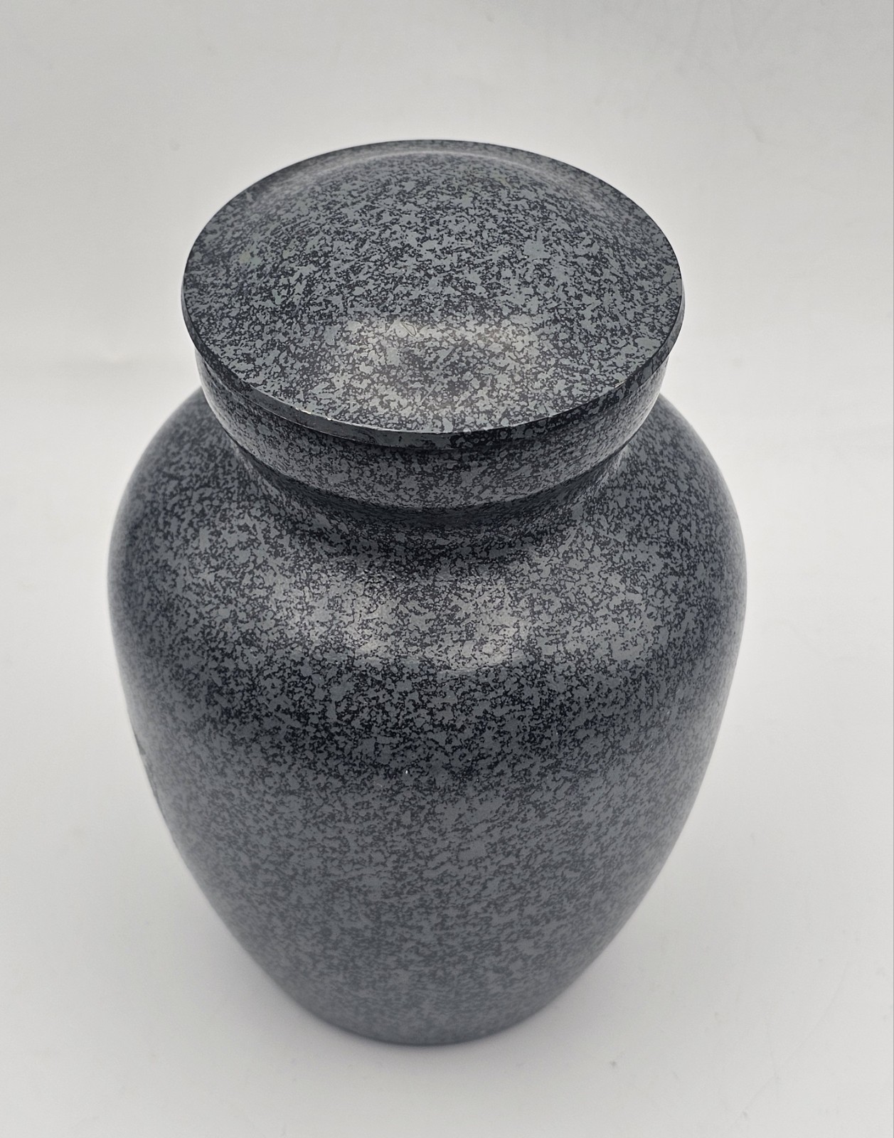 Brass Small Memorial Cremation Urn w/ Metal Lid 6″~ Human/Pet Ashes Grey & Black