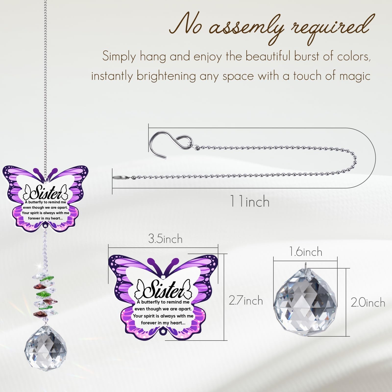 Sympathy Gifts for Loss of Sister, Sister Memorial Crystal Suncatcher Rainbow…