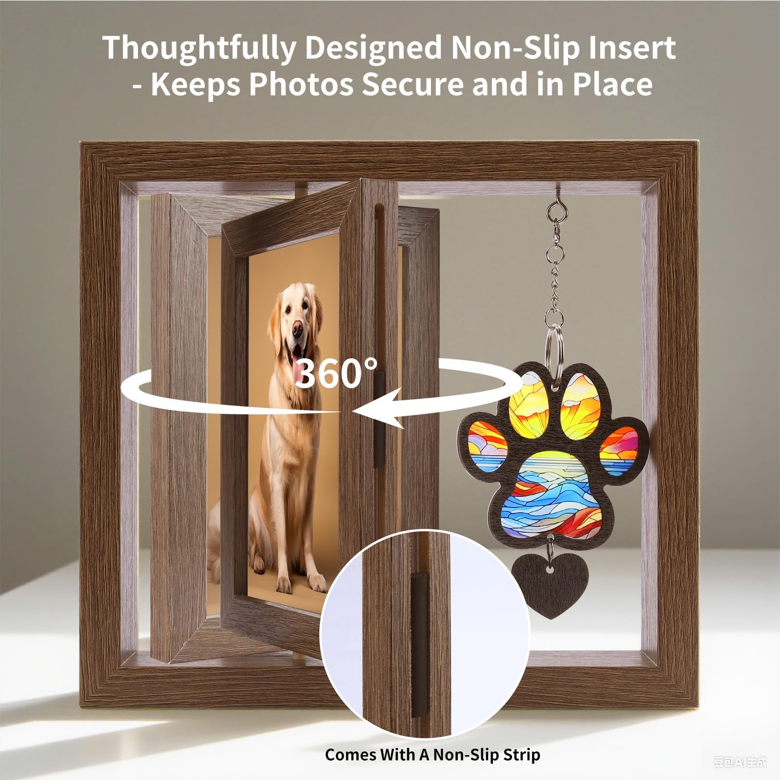 Dearkeeps Dog Memorial Picture Frame 4X6 Wooden Photo Frame For Pet Loss