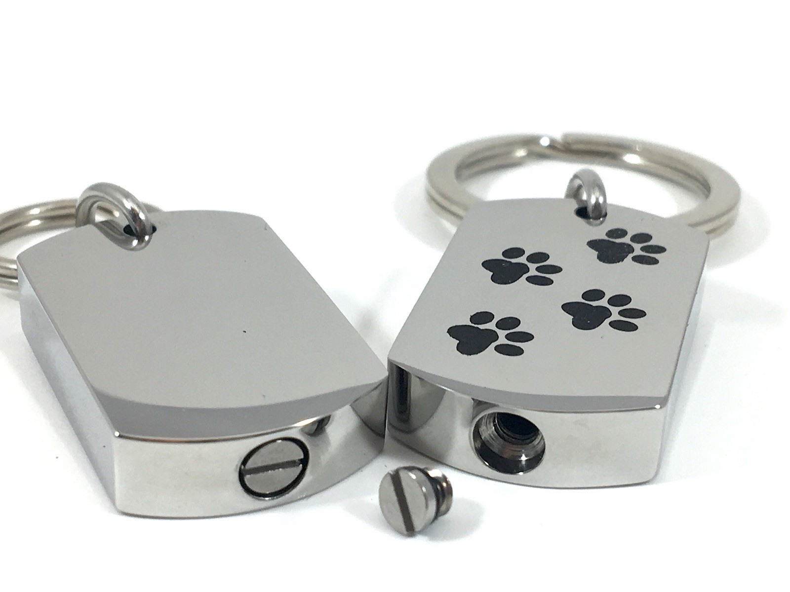 Man’s Pet Cremation Necklace Jewelry Pendant Urn 4 Ash Paw Print Dog Tag Cat Men