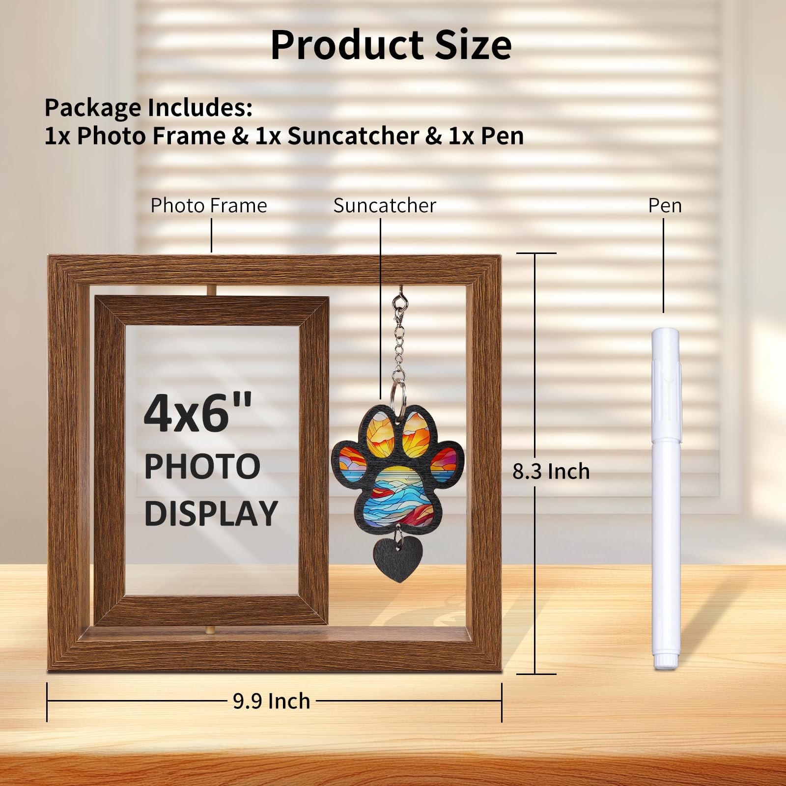Dearkeeps Dog Memorial Picture Frame 4X6 Wooden Photo Frame For Pet Loss