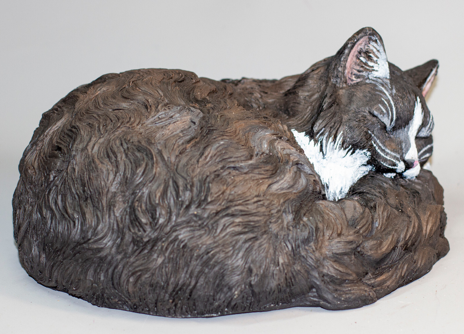 Unique Urn Long Hair Tuxedo Cat Cremation Statue Pet Ash Memorial Funeral Casket