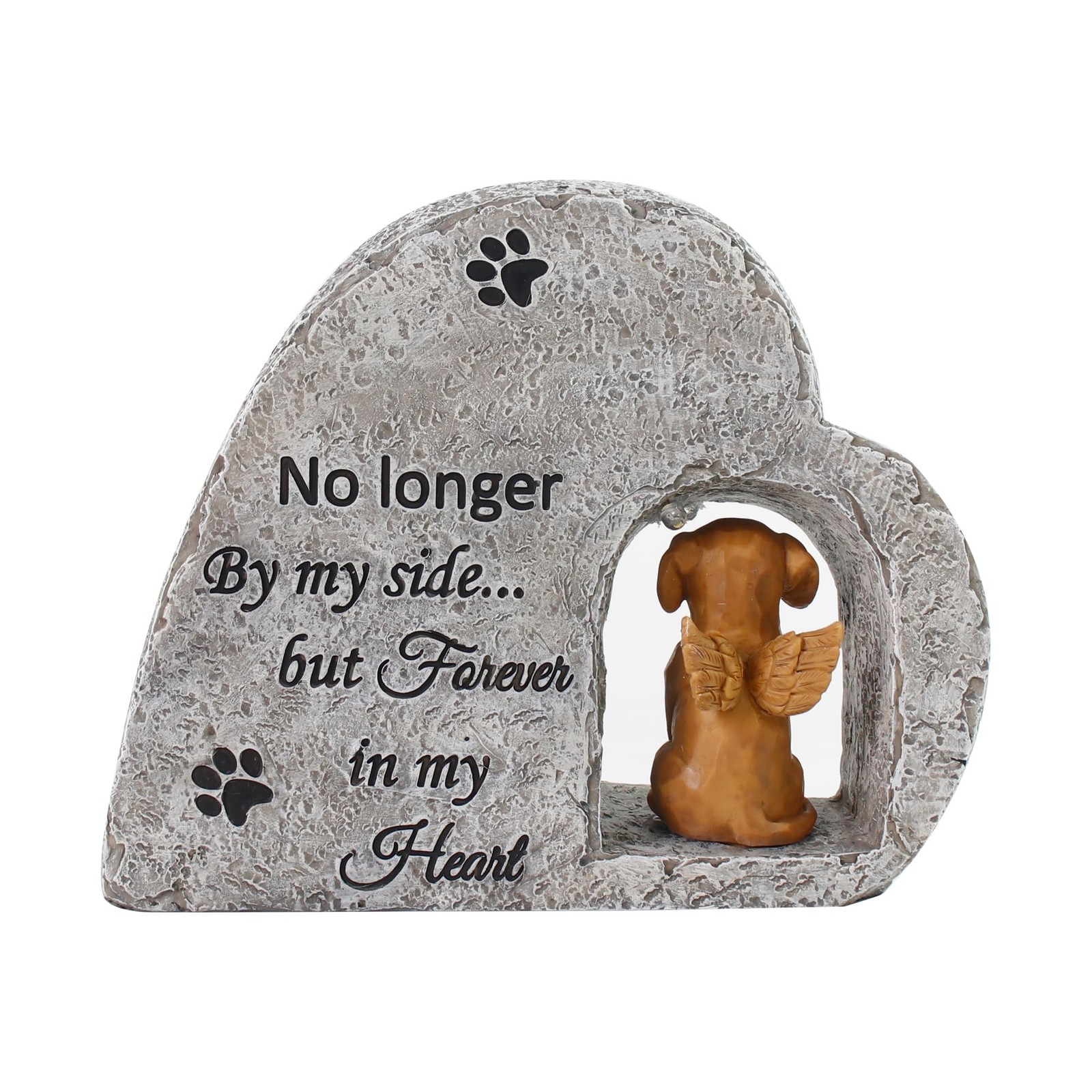Solar Dog Pet Memorial Stone with A Angel Puppy Memorial Statue, Dog Grave Ma…