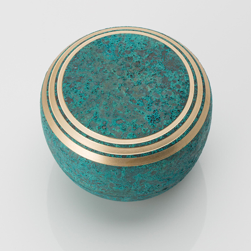 Kanata Peacock Blue Small Keepsake Urn for Human Ashes Brass