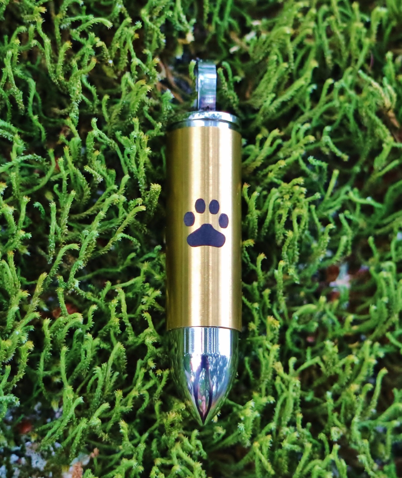 Mens Golden Bullet Cremation Pendant Urn Keychain 1″ Key Ring for Ashes Pet Dog