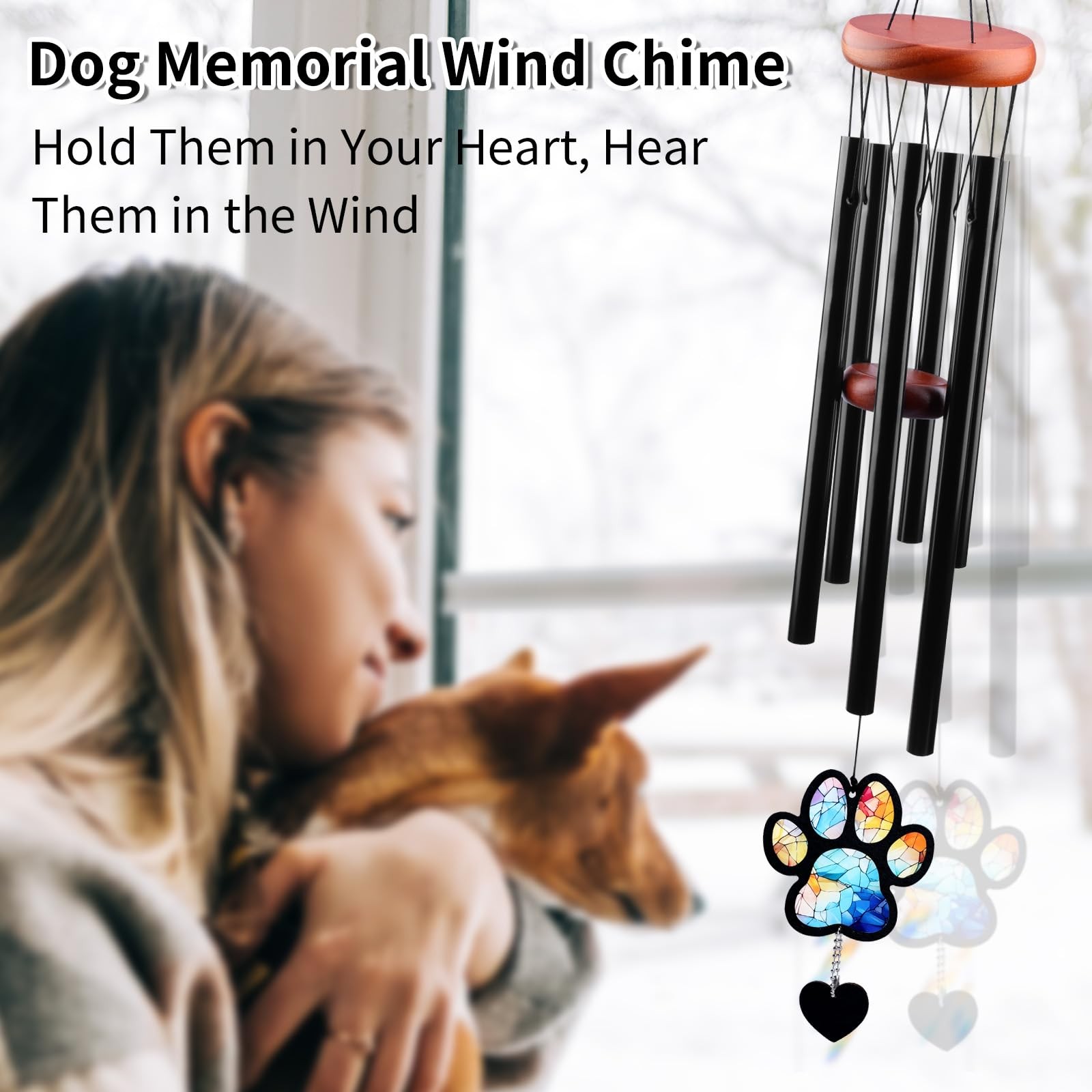 Pet Memorial Wind Chime – Dog Memorial Gifts for Loss of Dog, Loss of Pet Sym…