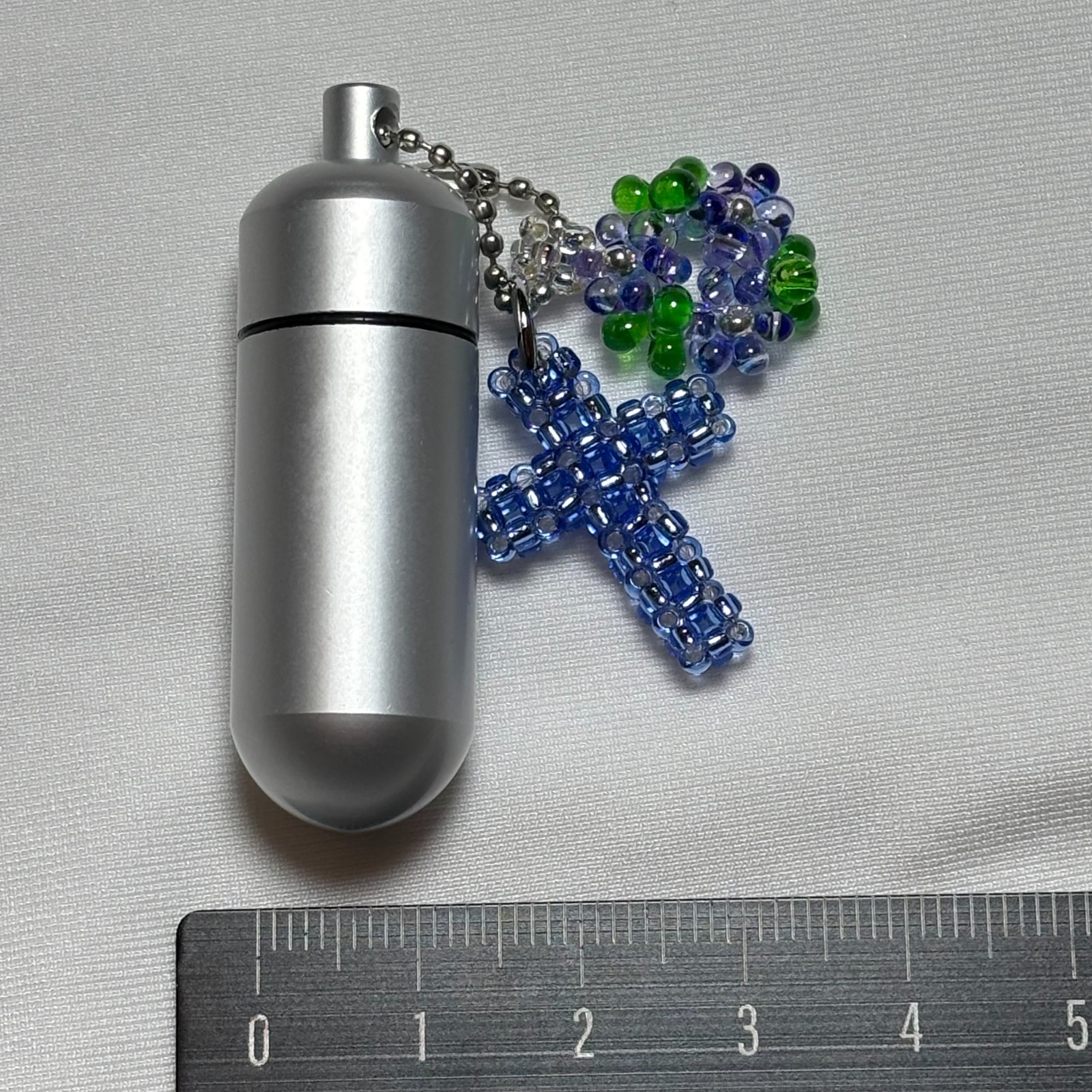 Cremation Ashes Keychain – Cremation Keepsake(blue cross and blue ornaments)