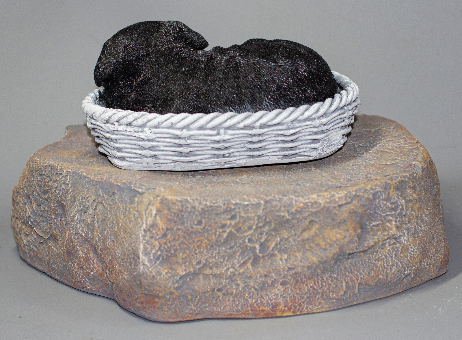 Black Pug Cremation Urn Sleeping Dog Ashes Memorial Statue Pet Funeral Headstone