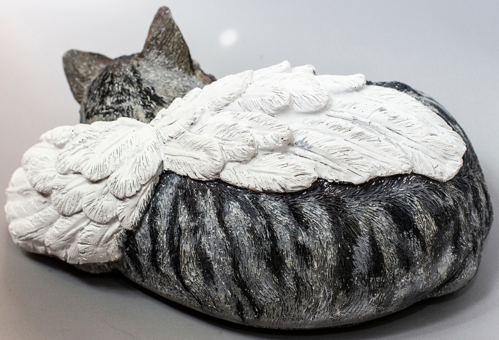 Unique Urn Gray Tabby Cat Cremation Statue Pet Ashes Memorial Custom Painted Art