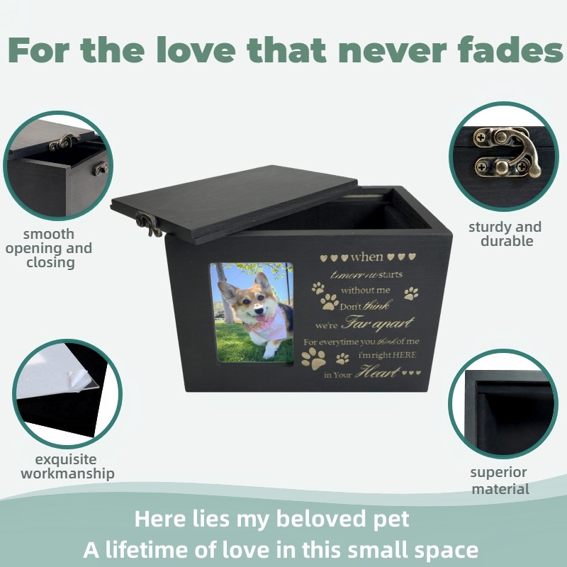 Large Wooden Pet Memorial Urns for Dogs and Cats Ashes with Photo Frame(Love)