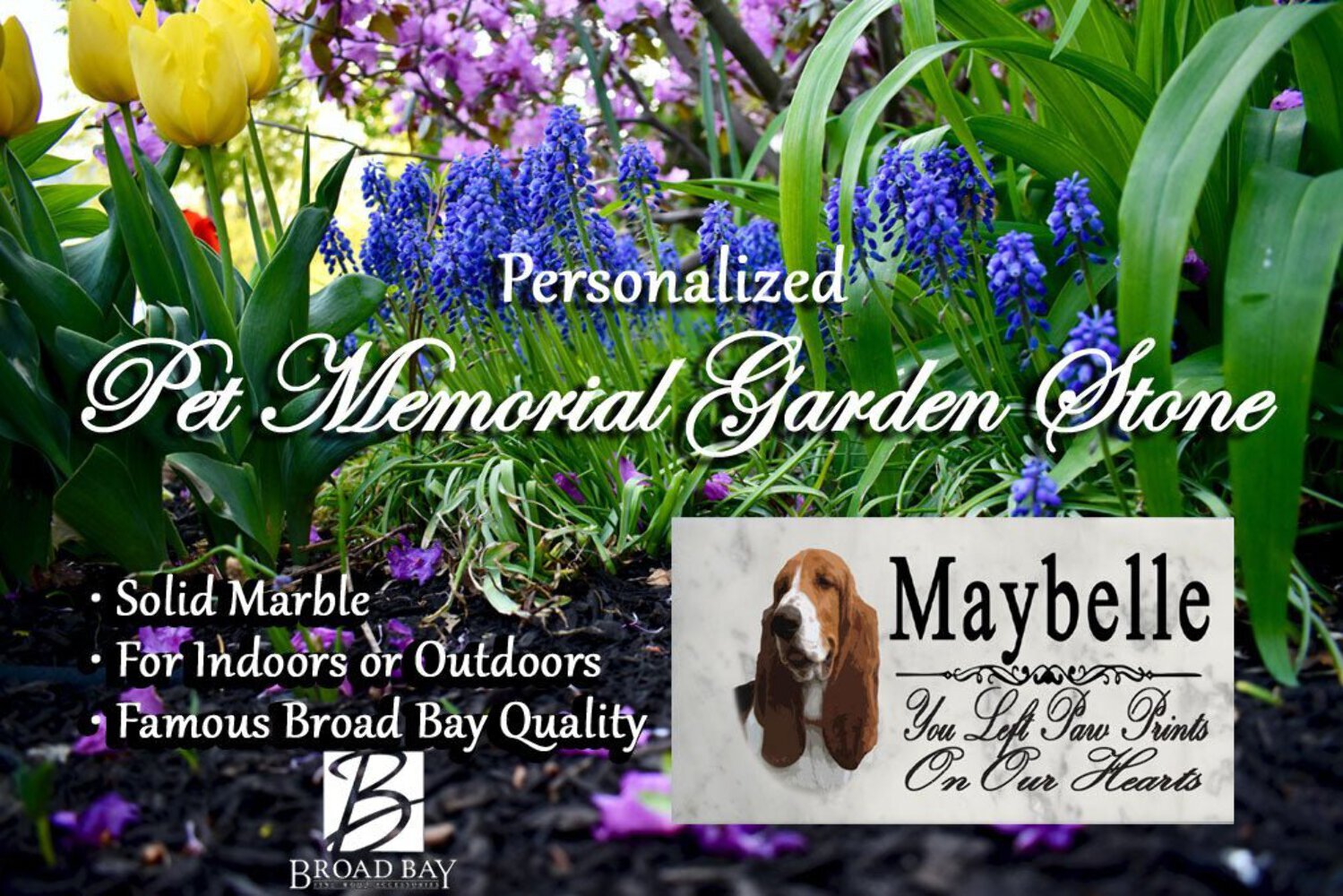 Basset Hound Memorial Marble Stone Plaque Personalized Garden Plaque Grave Marke
